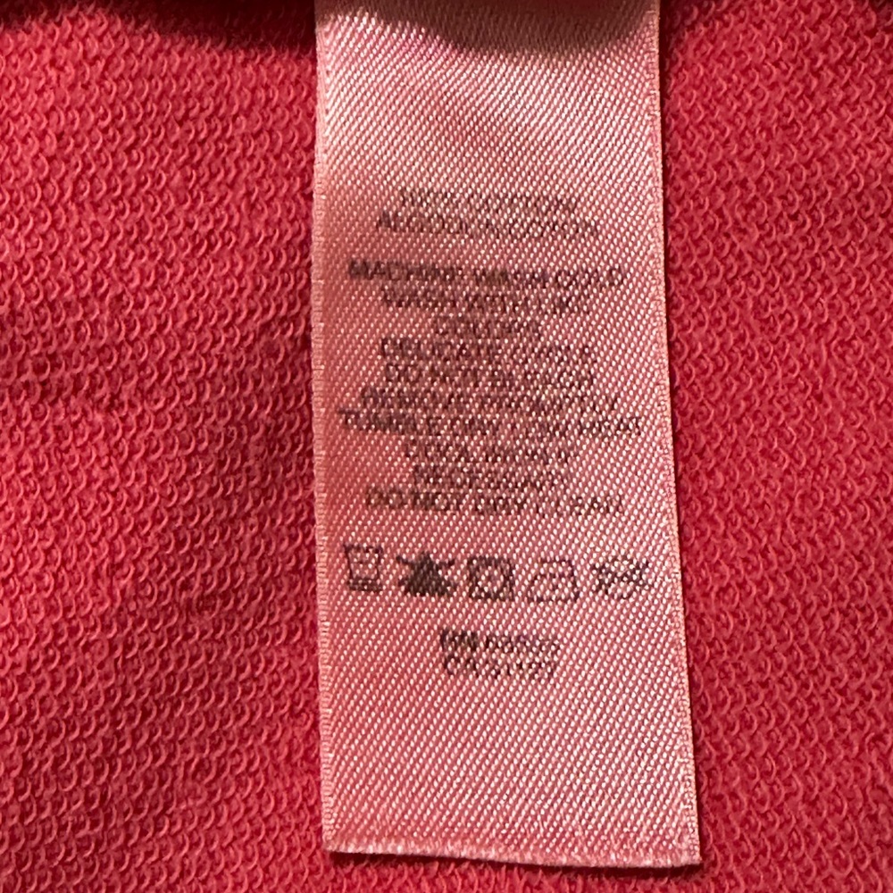 DKNY Jeans Deep Coral Front Lace Overlay Hooded Sweatshirt, Size L - Picture 6 of 10